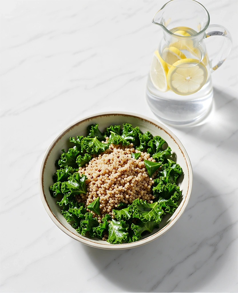 Frische Lebensmittel und Wasser in einer harmonischen Komposition